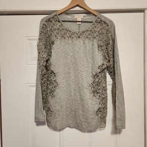 Sundance lace long sleeve t shirt/ large/gray